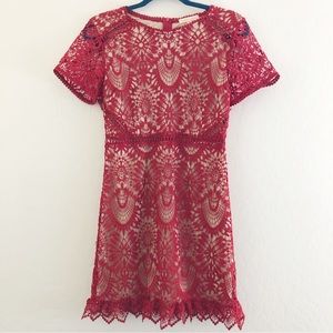 Hidden Label Red Lace Dress size Medium